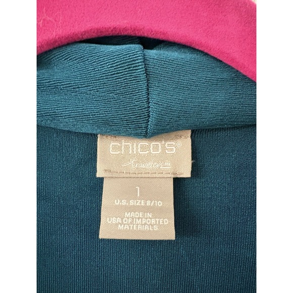 Women's Chicos‎ Size 1 Lightweight 3/4 Length Sleeves Blue Cardigan Sweater - Picture 2 of 5